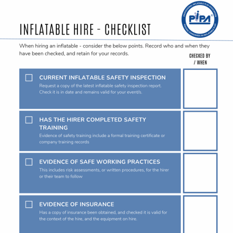 Inflatble Inspection Form For Schools & Organisations | PIPA